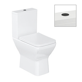 Britton Shoreditch Square Close Coupled Rimless Toilet with Matt Black Flush Button + Soft Close Sea