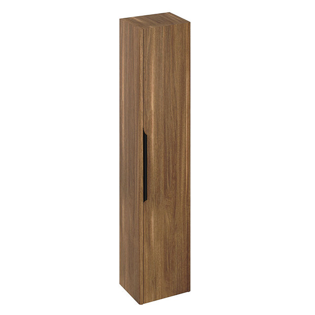 Britton Shoreditch Wall-Hung Tall Cabinet with Black Handle - Caramel Large Image
