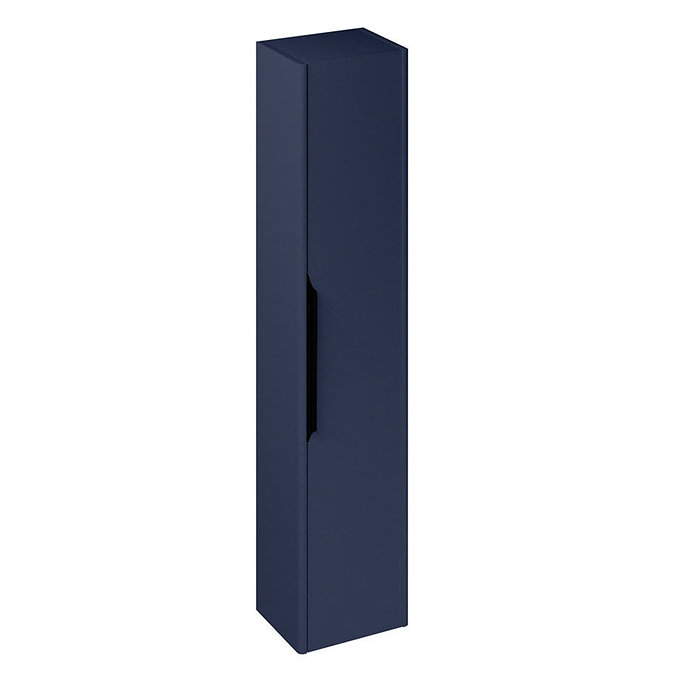 Britton Shoreditch Wall-Hung Tall Cabinet with Black Handle - Matt Blue Large Image