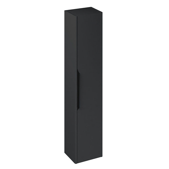 Britton Shoreditch Wall-Hung Tall Cabinet with Black Handle - Matt Grey Large Image