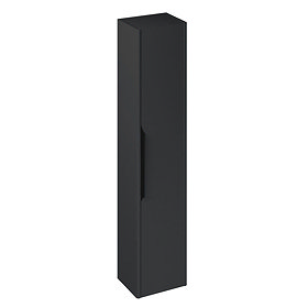 Britton Shoreditch Wall-Hung Tall Cabinet with Black Handle - Matt Grey Large Image