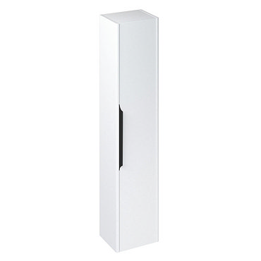Britton Shoreditch Wall-Hung Tall Cabinet with Black Handle - Matt White  Profile Large Image