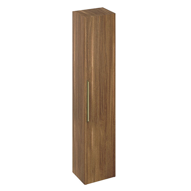 Britton Shoreditch Wall-Hung Tall Cabinet with Brass Handle - Caramel Large Image