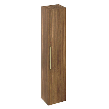 Britton Shoreditch Wall-Hung Tall Cabinet with Brass Handle - Caramel  Profile Large Image