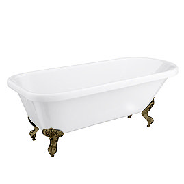 Bromley 1780 Single Ended Roll Top Bath + Antique Brass Leg Set Large Image