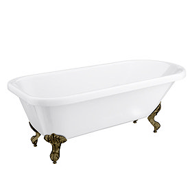 Bromley 1780 Single Ended Roll Top Bath + Antique Brass Leg Set Large Image