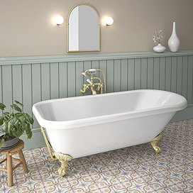 Bromley 1780 Single Ended Roll Top Bath + Brushed Brass Leg Set
