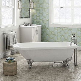 Bromley 1780 Single Ended Roll Top Bath + Chrome Leg Set Medium Image