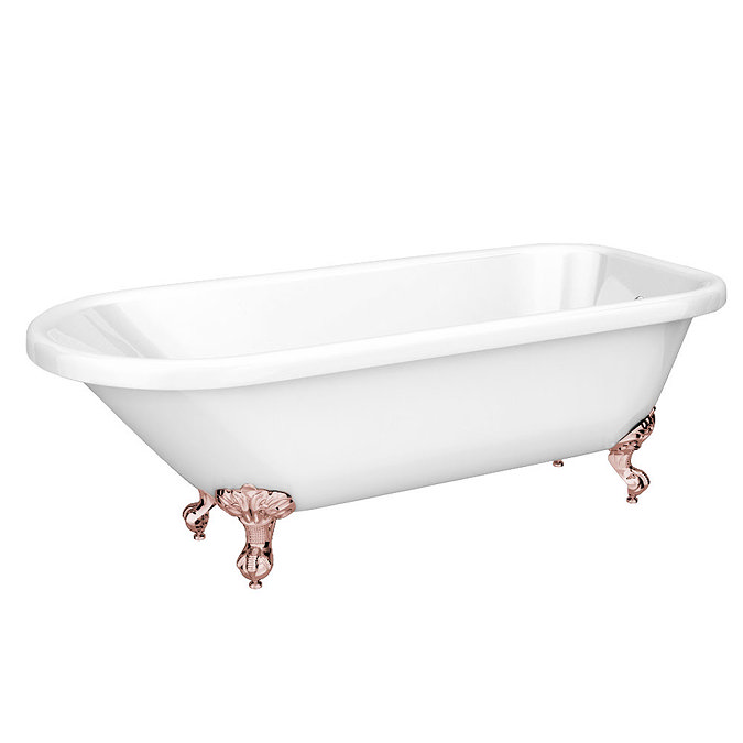 Bromley 1780 Single Ended Roll Top Bath + Rose Gold Leg Set Large Image