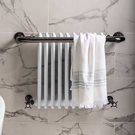 Bromley Black Nickel Traditional Wall Hung Towel Rail Radiator (742 x 492mm)
