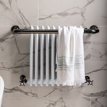 Bromley Black Nickel Traditional Wall Hung Towel Rail Radiator (742 x 492mm)