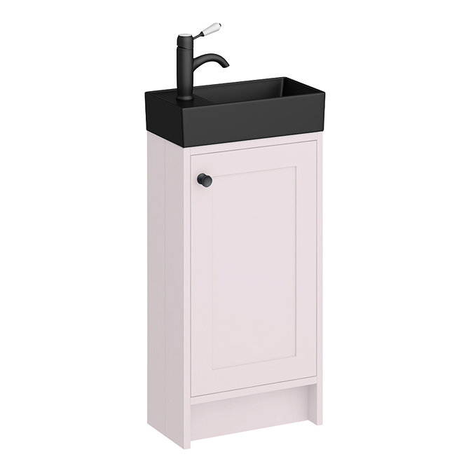 Bromley Pink Cloakroom Vanity Unit (incl. Black Basin + Matt Black Handle) Large Image