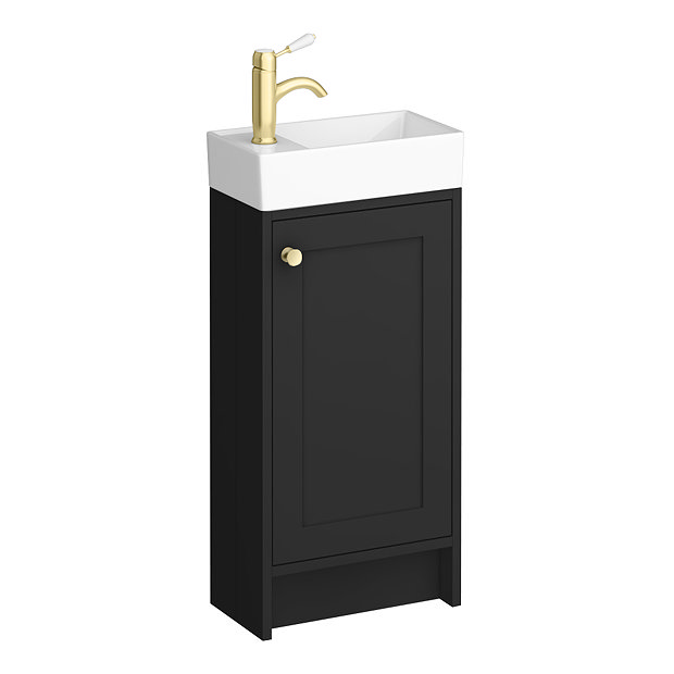 Bromley Traditional Black Cloakroom Vanity Unit (incl. Brushed Brass ...
