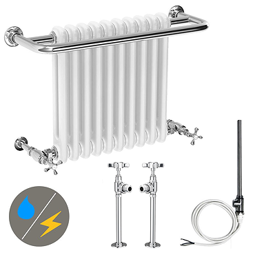 Bromley Traditional Wall Hung Towel Rail Radiator (incl. Valves + Electric Heating Kit)  Profile Large Image