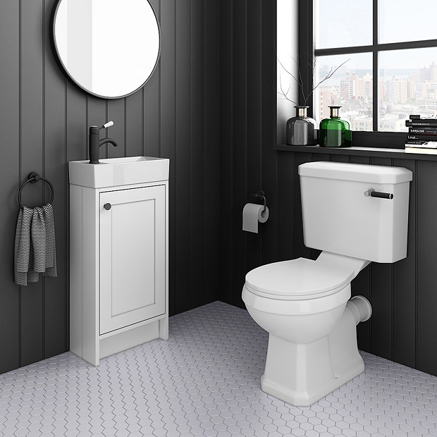 Bromley Traditional White Cloakroom Vanity Unit (inc. Ceramic Basin)  Newest Large Image