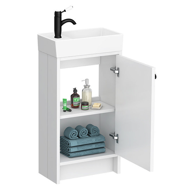 Bromley Traditional White Cloakroom Vanity Unit (incl. Matt Black Handle)  Profile Large Image