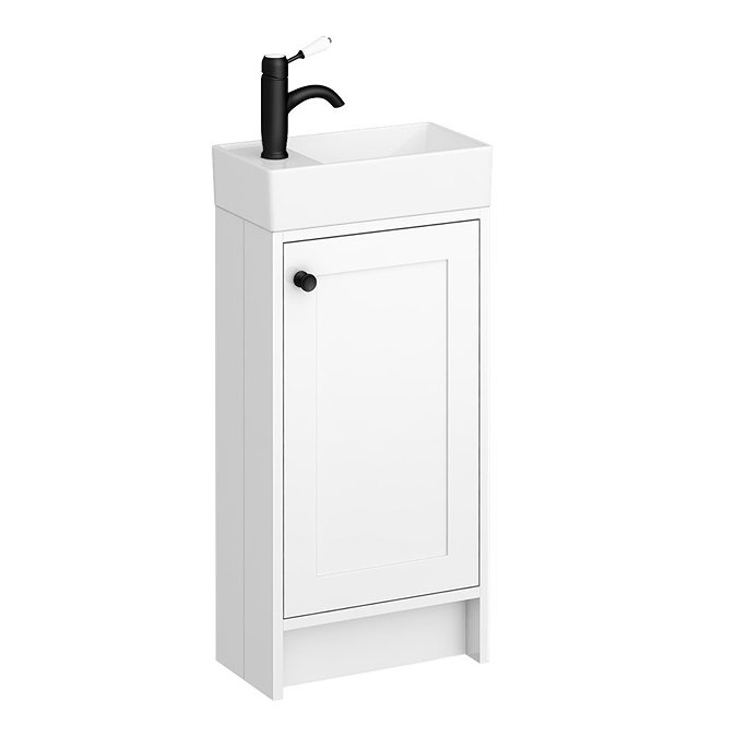Bromley Traditional White Cloakroom Vanity Unit (incl. Matt Black Handle)  In Bathroom Large Image