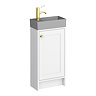 Bromley White Cloakroom Vanity Unit (incl. Grey Basin + Brushed Brass Handle) Large Image