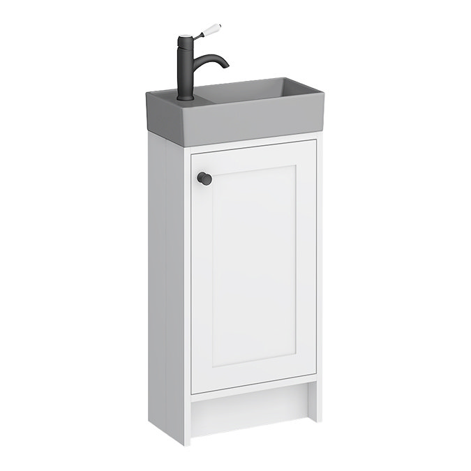 Bromley White Cloakroom Vanity Unit (incl. Grey Basin + Matt Black Handle)  In Bathroom Large Image