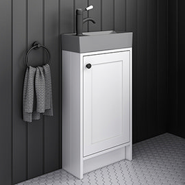 Bromley White Cloakroom Vanity Unit (incl. Grey Basin + Matt Black Handle) Medium Image
