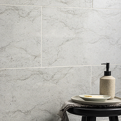 Bromo Light Grey Gloss Stone Effect Wall Tiles - 300 x 600mm