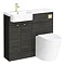 Brooklyn 1000 Black Round Semi-Recessed Combination Unit w. Brushed Brass Handles + Flush In Bathro