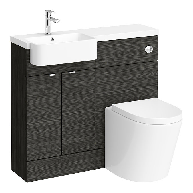 Brooklyn 1000 Black Semi-Recessed Combination Unit (Round Basin, Vanity + WC Unit)  In Bathroom Large Image