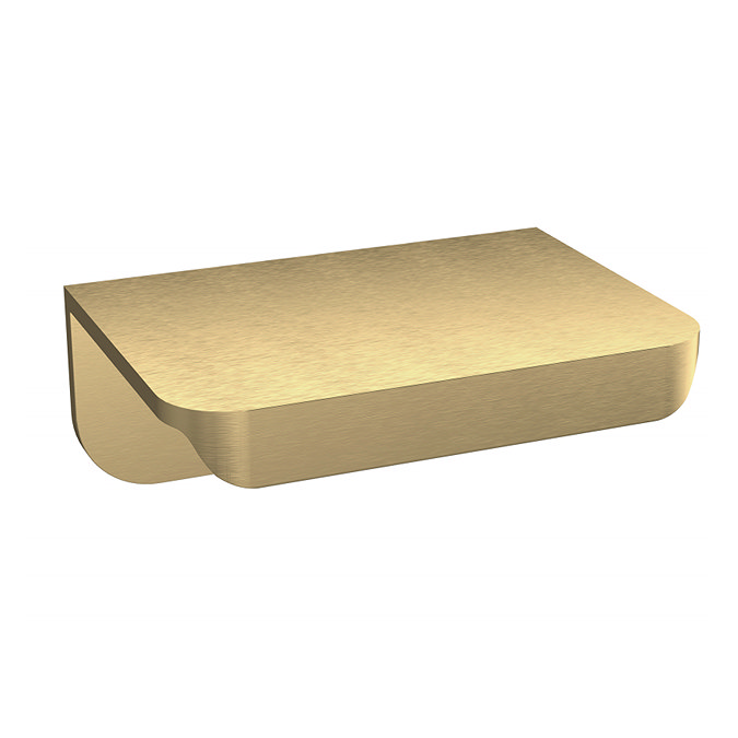 Brooklyn 1000 Black Square Semi-Recessed Combination Unit w. Brushed Brass Handles + Flush Feature