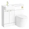Brooklyn 1000 Gloss White Round Semi-Recessed Combination Unit w. Brushed Brass Handles + Flush  In 