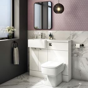 Brooklyn LH 1000 Gloss White Semi-Recessed Combination Unit (Square Basin, Vanity + WC Unit) Large I