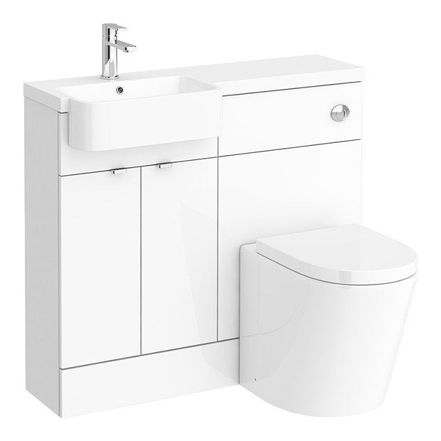 Brooklyn 1000 Gloss White Semi-Recessed Combination Unit (Vanity + WC ...