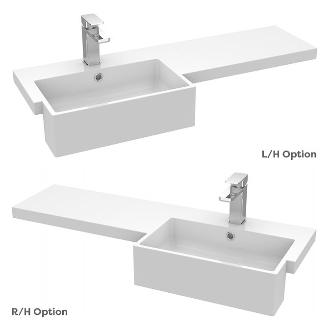 Brooklyn 1000 Gloss White Square Semi-Recessed Combination Unit w. Brushed Brass Handles + Flush  Pr