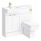 Brooklyn 1000 Gloss White Square Semi-Recessed Combination Unit w. Brushed Brass Handles + Flush  In