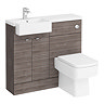 Brooklyn 1000 Grey Avola Semi-Recessed Combination Unit (Square Basin, Vanity + WC Unit)  In Bathroo