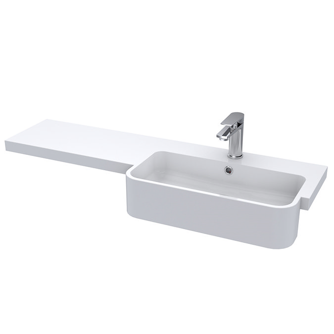 Brooklyn 1100 Gloss White Semi-Recessed Combination Unit (Round Basin, Vanity + WC Unit) Profile La
