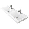 Brooklyn 1205mm Brown Oak Wall Hung Vanity Unit – Double Basin, 2 Soft-Close Drawers