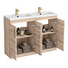 Brooklyn 1205mm Natural Oak Double Vanity Unit – Brushed Brass Handles, 4 Door
