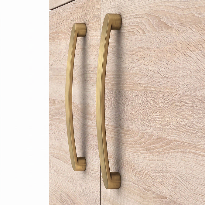 Brooklyn 1205mm Natural Oak Double Vanity Unit – Brushed Brass Handles, 4 Door
