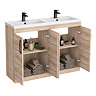 Brooklyn 1205mm Natural Oak Double Vanity Unit – Matt Black Handles, 4 Door