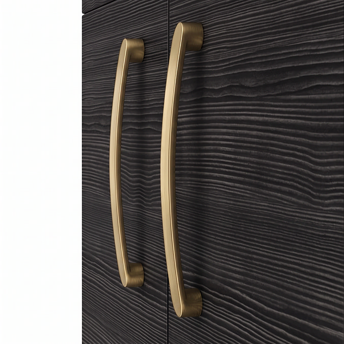 Brooklyn 1205mm Black Double Vanity Unit – Brushed Brass Handles, 4 Door