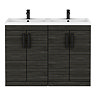 Brooklyn 1205mm Black Double Vanity Unit – Matt Black Handles