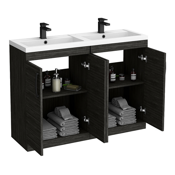 Brooklyn 1205mm Black Double Vanity Unit – Matt Black Handles