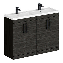 Brooklyn 1205mm Black Double Vanity Unit – Matt Black Handles