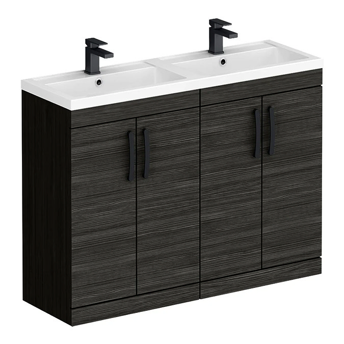 Brooklyn 1205mm Black Double Vanity Unit – Matt Black Handles