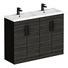 Brooklyn 1205mm Black Double Vanity Unit – Matt Black Handles