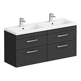 Brooklyn 1205mm Black Wall Hung Double Basin Vanity Unit Large Image