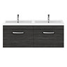 Brooklyn 1205mm Black Wall Hung Single 2 Double Basin Vanity Unit  In Bathroom Large Image