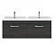 Brooklyn 1205mm Black Wall Hung Single 2 Double Basin Vanity Unit  In Bathroom Large Image