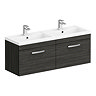 Brooklyn 1205mm Black Wall Hung Single 2 Double Basin Vanity Unit Large Image