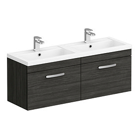 Brooklyn 1205mm Black Wall Hung Single 2 Double Basin Vanity Unit Large Image